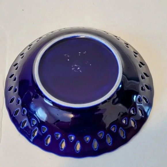 Vintage Las Vegas Ashtray Bowl 5 1/2" Blue Gold Dice - Picture 3 of 3